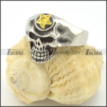 gold star antique silver stainless steel casting skull ring r001215