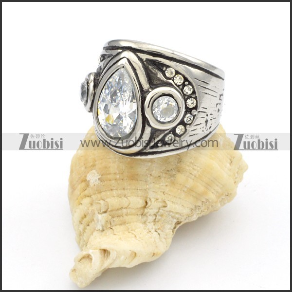 Stainless Steel Stone Rings -r000382