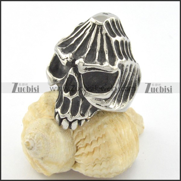 stainless steel phantom skull ring r001199