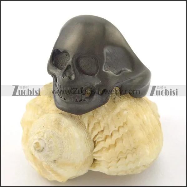 small black brushing stainless steel casting skull ring r001205