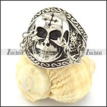 Nose Chain Skull Ring in Stainless Steel Metal -r000669