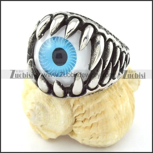 Huge Blue Eye Ball Ring in Stainless Steel for Motorcycle Bikers -r000734