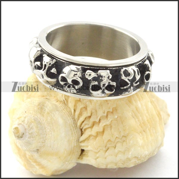 stainless steel skull wedding bands r001206