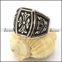 stainless steel womens rings with flower theme -r001086