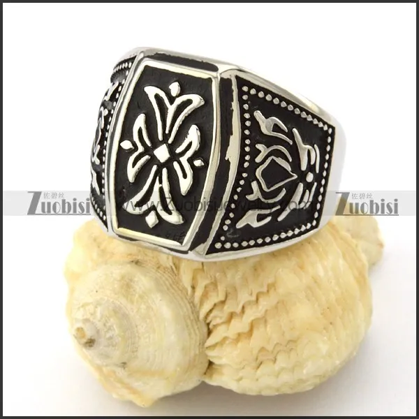 stainless steel womens rings with flower theme -r001086