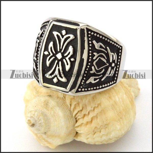 stainless steel womens rings with flower theme -r001086