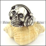 DJ skull ring wearing headphone -r001017