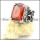 Champion Ring with Large Square Facted Clear Red Stone in Stainless Steel for Mens -r000727