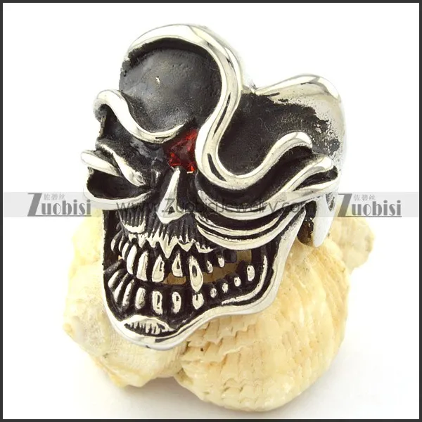 Mens Skull Ring in Stainless Steel for Motorcycle Bikers -r000746