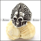 Long-hairs Skull Ring in Stainless Steel for Motorcycle Bikers -r000738