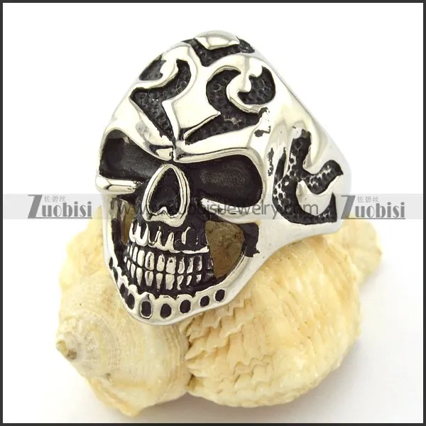 Beautiful Oxidation-resisting Steel skull ring for men -r001046
