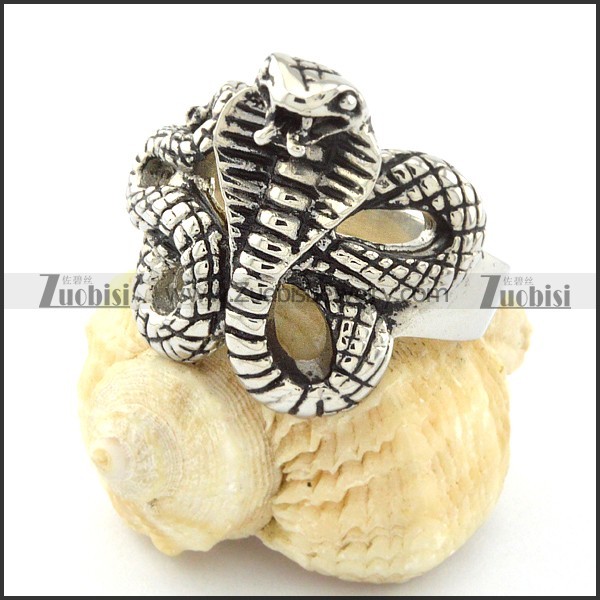 Rattlesnake Ring in Stainless Steel Metal -r000716