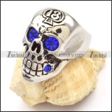 stainless steel skull rings with blue eyes -r000475