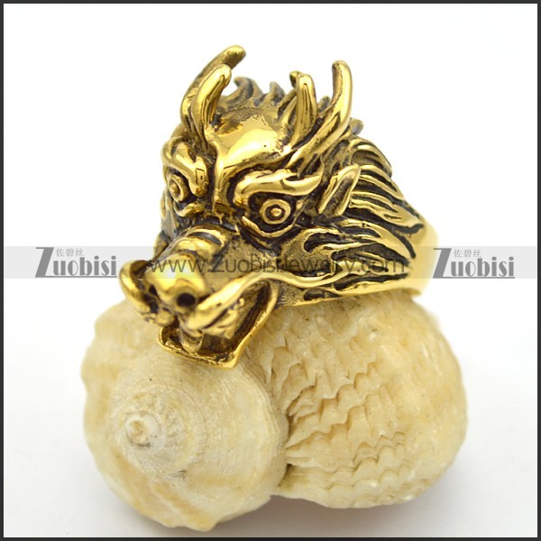 gold casting stainless steel dragon ring r001656