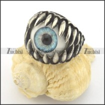 pale blue evil eye jewelry in stainless steel ring r001425