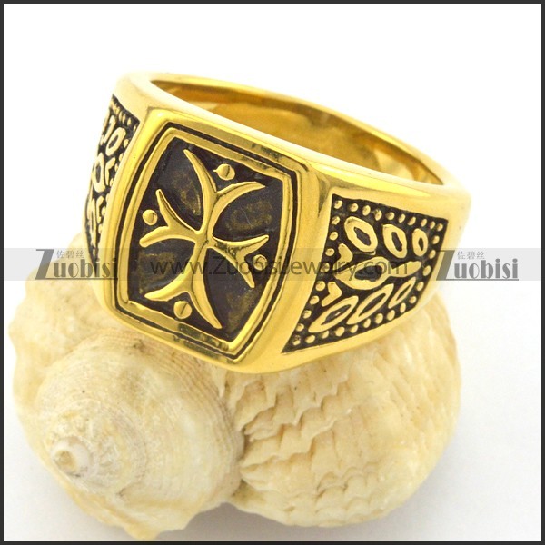 Yellow Gold Plating Cross Rings r001460