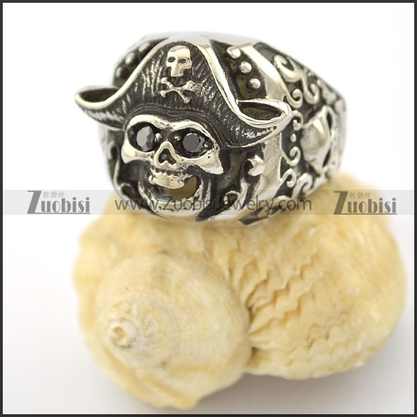 cowboy skull wearing a cap ring r001573