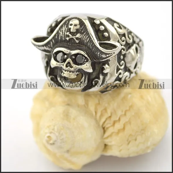 cowboy skull wearing a cap ring r001573
