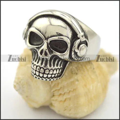 headphone skull ring r001678