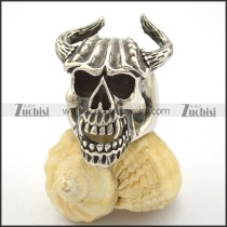 skull ring with 2 horns r001689