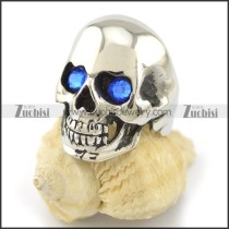 clear blue stone eye skull ring r001550