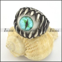 green evil eyeball ring with shaped tooth r001426