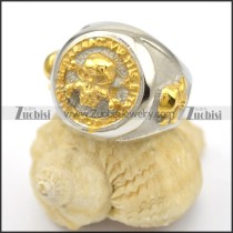 skull and crossbones ring in gold plating r001659