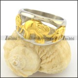 3 Gold Plating Elephants Stainless Steel Ring r001459