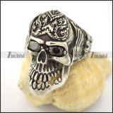 Black zircon eye stainless steel skull ring r001570