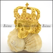 gold skull king ring with crown r001700
