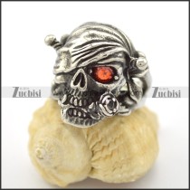 Red Stone one-eyed skull ring r001679