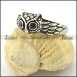 owl ring with 2 black stone eyes r001564