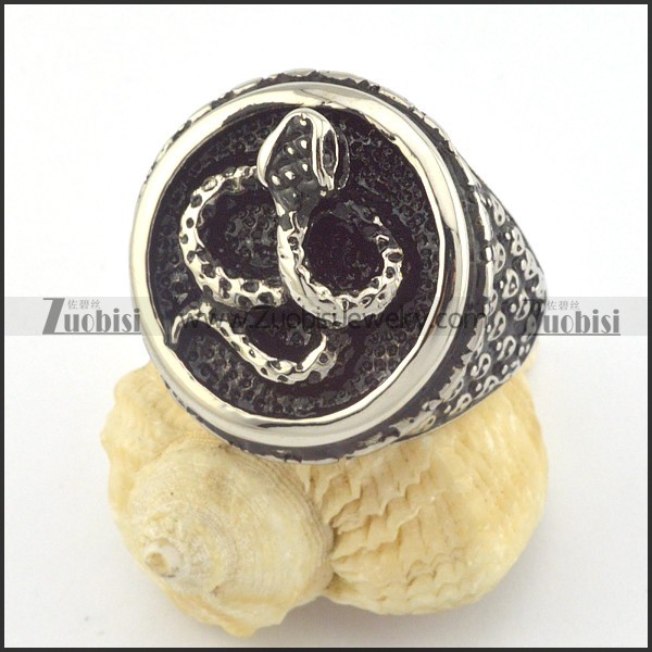 serpent ring in vintage stainless steel r001342