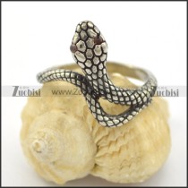 serpent ring with 2 red rhinestone eyes r001673