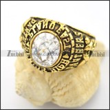 big clear zircon stone ring in vintage gold tone r001592