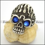 blue stone eye fire skull ring r001662