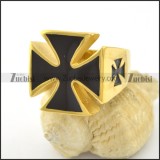 black epoxy gold plated iron cross ring r001577
