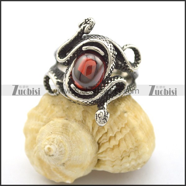 snake ring with big clear ruby stone r002108
