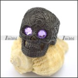 purple eye black flower skull ring r002003