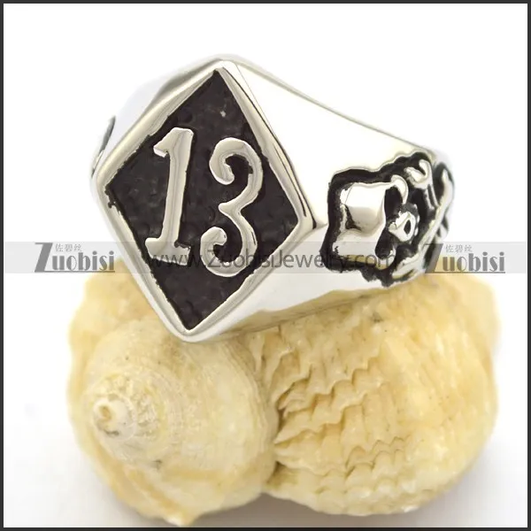 stainless steel 13 biker ring r002255