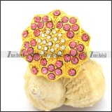 Gold-plating Clear Pink Engagement Rings in Big Flower Shaped r002366