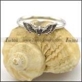 angel wing ring with solid black crystal r002223