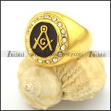 Gold-plating Masonic Rings with rhinestone r002243