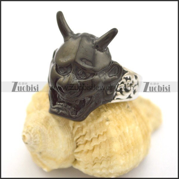 black plating king bull skull ring r002250