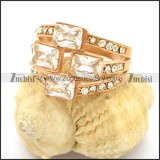 4 Clear Big Square Zirconia Rings in Rose Gold r002384