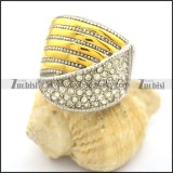 Steel and Gold Tones Stainless Steel Rhinestones Engagement Rings Canada r002380