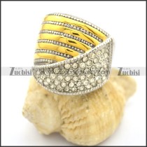Steel and Gold Tones Stainless Steel Rhinestones Engagement Rings Canada r002380