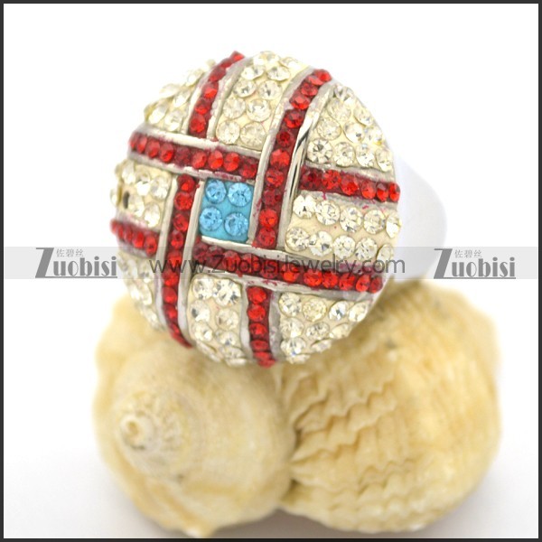 White Wathet and Red Hashtag Rhinestones Rings for Girls r002370