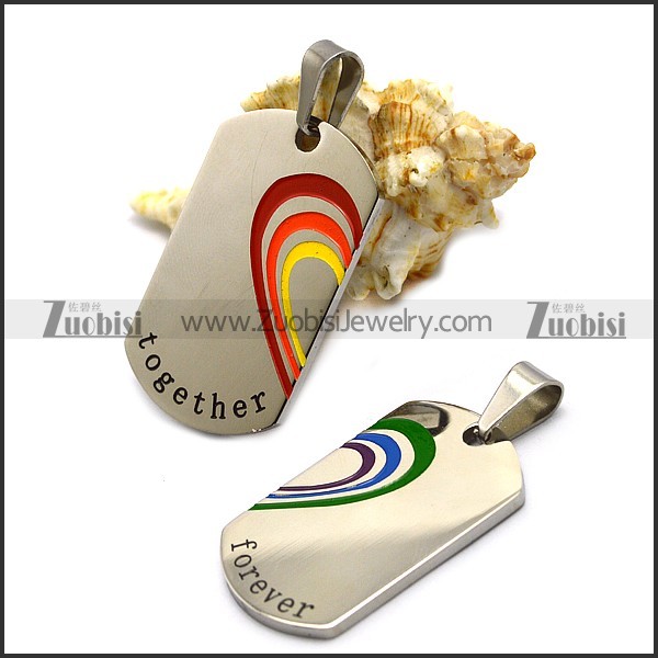 Stainless Rainbow Heart Pendant p007720