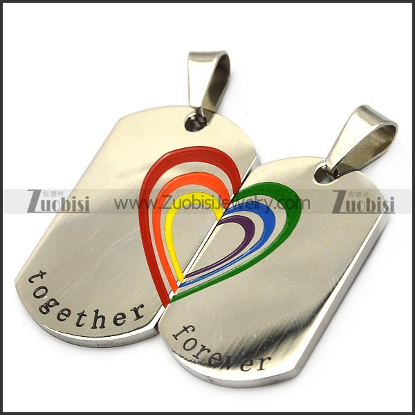 Stainless Rainbow Heart Pendant p007720